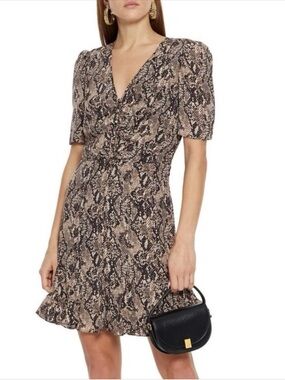 Veronica Beard Ried python print silk mini dress - Size 4